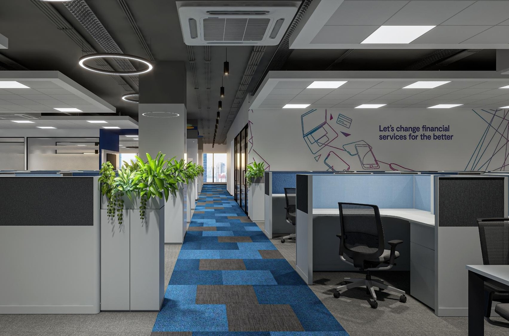 DCB Bank, Hubtown, commercial interior view 2.