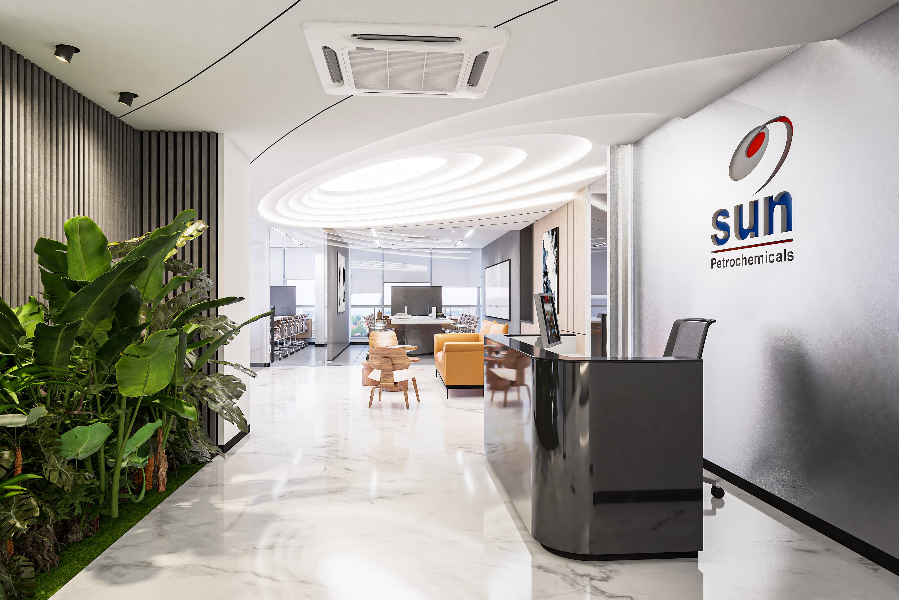 Sun Petrochemicals Headquarters commercial interior by Madane Design Workshop.