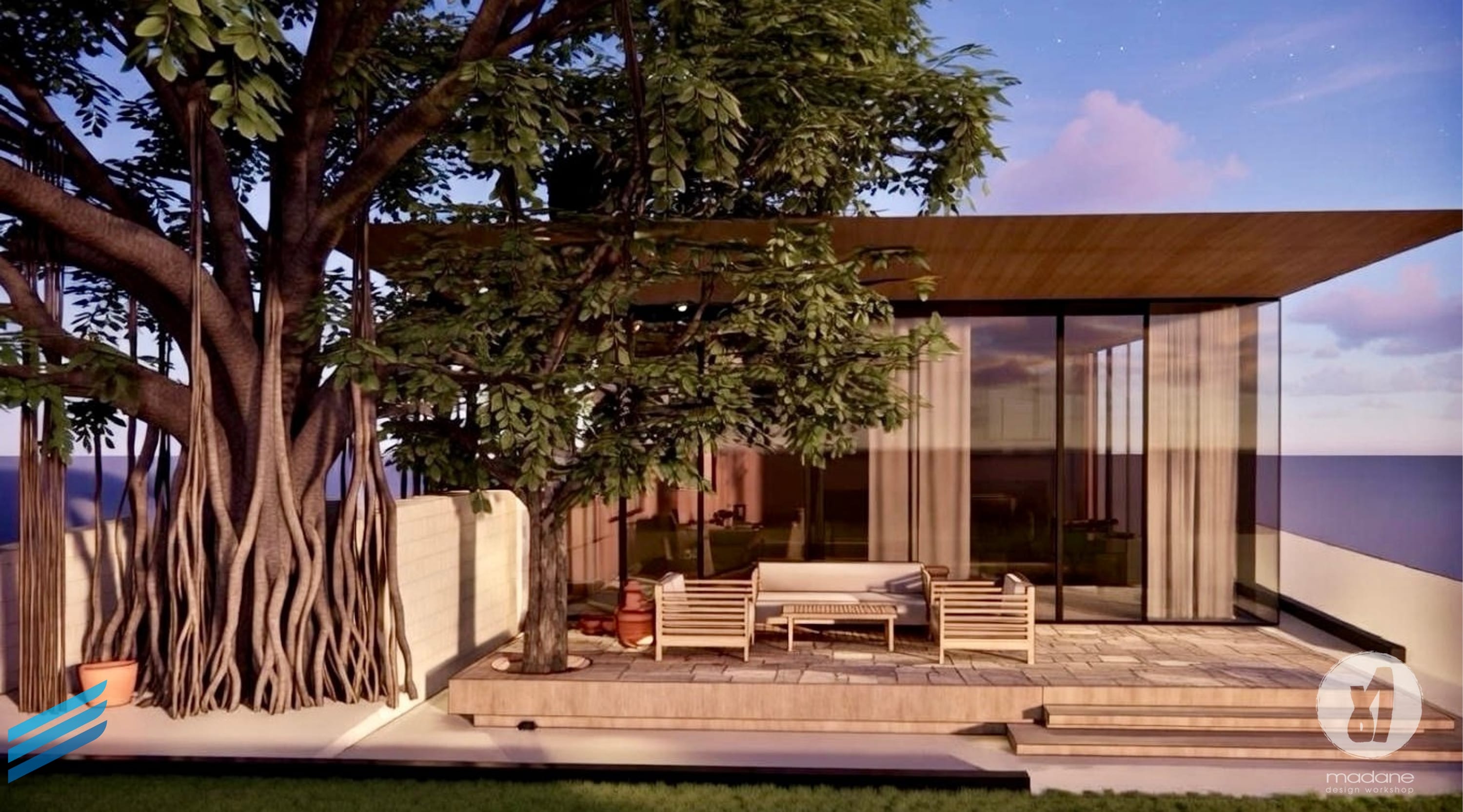 The Banyan Tree Glass House, Delhi architecture project by Madane Design Workshop.